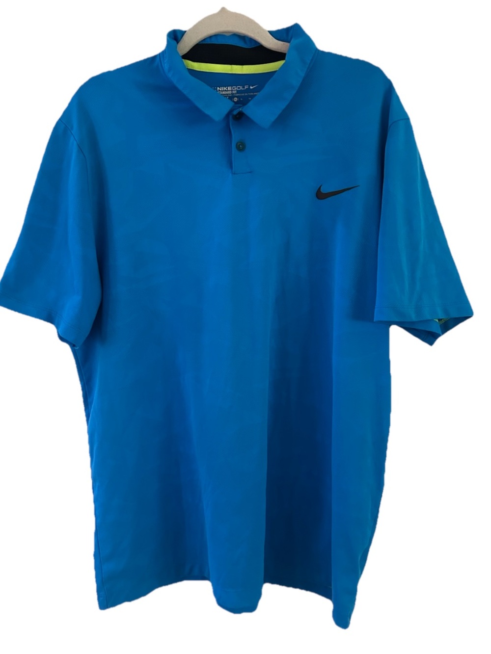 Nike Men’s Blue Dri-FIT Golf Polo Standard Fit Black Swoosh Size XL